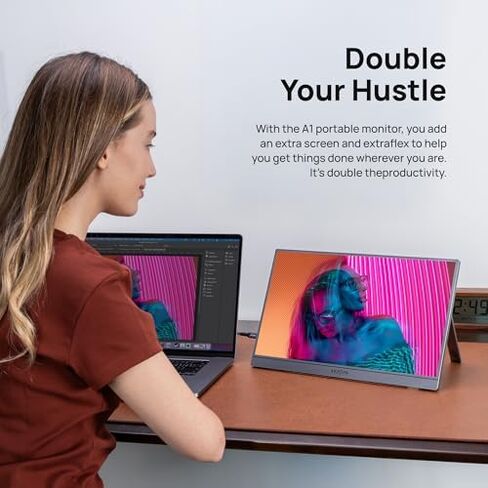 ARZOPA Portable Monitor 15.6'' FHD 1080P Portable Laptop Monitor with Kickstand & PU Sleeve Bag Combination in Saudi Arabia