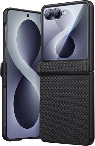 Vihibii for Samsung Galaxy Z Flip 8 Case with Screen Protector, Light Black in Saudi Arabia