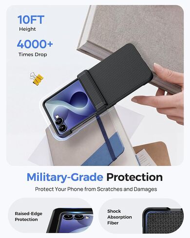Vihibii for Samsung Galaxy Z Flip 8 Case with Screen Protector, Light Black in Saudi Arabia