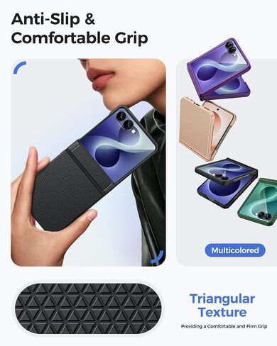 Vihibii for Samsung Galaxy Z Flip 8 Case with Screen Protector, Light Black in Saudi Arabia