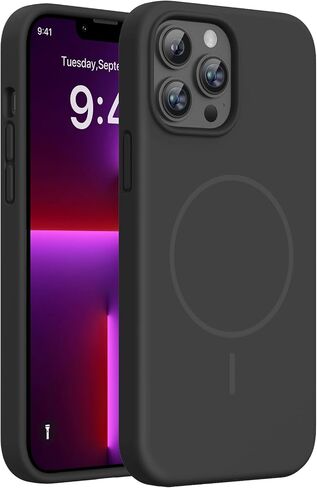 Miracase Silicone & Magnetic for iPhone 13 Pro Max Case, Black in Kuwait