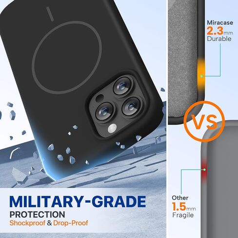 Miracase Silicone & Magnetic for iPhone 13 Pro Max Case, Black in Kuwait
