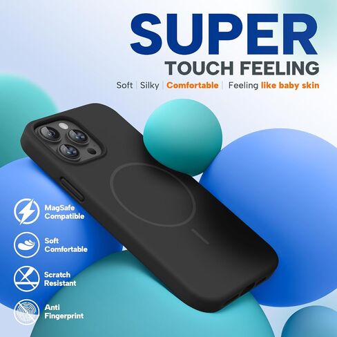 Miracase Silicone & Magnetic for iPhone 13 Pro Max Case, Black in Kuwait
