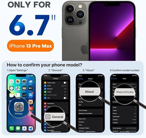 Miracase Silicone & Magnetic for iPhone 13 Pro Max Case, Black in Kuwait