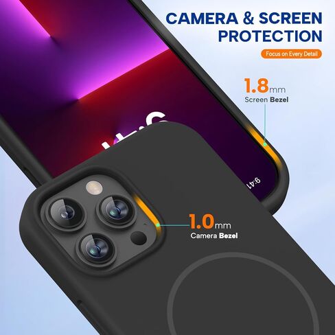 Miracase Silicone & Magnetic for iPhone 13 Pro Max Case, Black in Kuwait