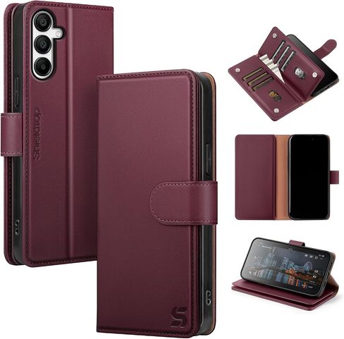 Shieldtop Compatible with Samsung Galaxy A35 5G Wallet Case with Card Holder,Women Men RFID Blocking PU Leather Folio Flip TPU Protective Cover Credit Card Slots,Phone Case for Galaxy A35,Wine Red in Saudi Arabia
