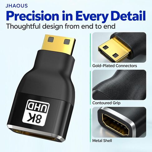 Mini HDMI to HDMI Adapter, 8K@60Hz 4K@144Hz Gold-Plated Converter (3-Pack) in Saudi Arabia
