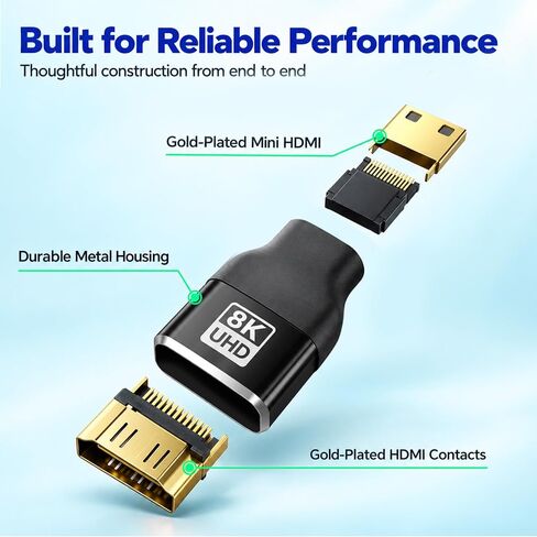 Mini HDMI to HDMI Adapter, 8K@60Hz 4K@144Hz Gold-Plated Converter (3-Pack) in Saudi Arabia