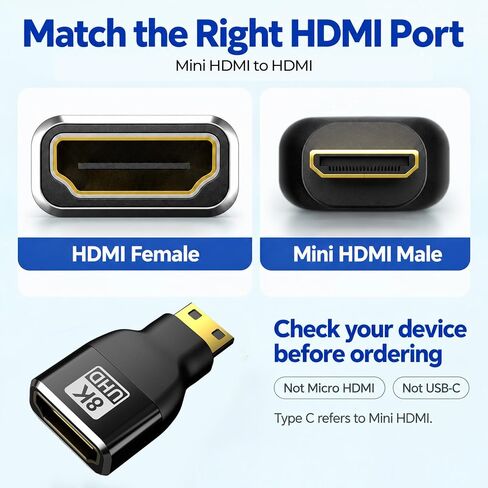 Mini HDMI to HDMI Adapter, 8K@60Hz 4K@144Hz Gold-Plated Converter (3-Pack) in Saudi Arabia
