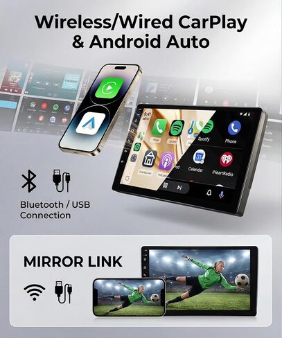 4G+64G Android Car Radio for Toyota RAV4 2007-2012 with Wireless CarPlay Android Auto, 10" Touchscreen Car Stereo Mirror Link GPS Navigation WiFi Bluetooth FM RDS EQ SWC Backup Camera in Saudi Arabia