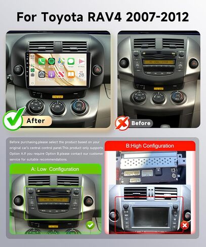 4G+64G Android Car Radio for Toyota RAV4 2007-2012 with Wireless CarPlay Android Auto, 10" Touchscreen Car Stereo Mirror Link GPS Navigation WiFi Bluetooth FM RDS EQ SWC Backup Camera in Saudi Arabia