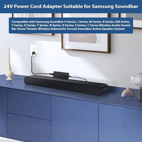 24V Power Adapter Charger Compatible with Samsung Soundbar HW-KM45 KM45C KM55 KM55C KM47 KM47C KM57 KM57C HW-J550 J551 K650 K651, 65W Universal AC DC Power Supply Cord in Saudi Arabia
