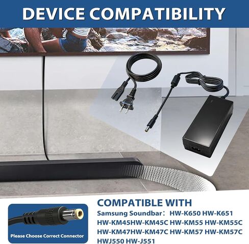 24V Power Adapter for Samsung HW-R530 HW-R550 HW-R650 HW-R60C HW-Q60R HW-Q60T HW-Q6CR HW-Q6CT HW-Q67CT HW-R60M HW-R50C HW-R50M HW-T510 HW-T45C HW-S40T HW-R650/ZA Power Supply Cord Cable Charger PSU in Saudi Arabia