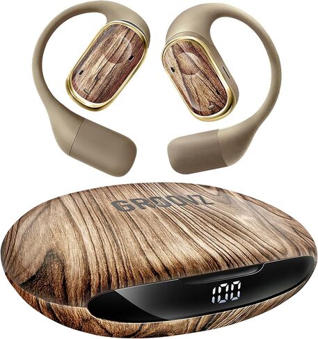سماعات رأس لاسلكية Groovz Open-Ear Plus True مع شاشة عرض للبطارية - تم تصميمها وهندستها في الولايات المتحدة الأمريكية - سماعات أذن مفتوحة بلوتوث متعددة النقاط متوافقة مع Apple وAndroid - Oil Slick in Kuwait