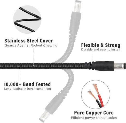 KSK 2PC Solar Panel Power Cable 59in/1.5M for Trail Camera,5.5x2.1mm Male to 5.5x2.1mm Male DC Power Cord for Solar Panel & Trail Camera in Saudi Arabia