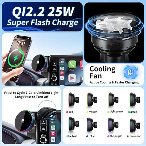 Qi2.2 Max 25W Fast Wireless Car Charger Phone Holder for Honda CRV CR-V 2023-2026 and Honda HRV HR-V 2023-2027 Auto Accessories Magnetic Cell Phones Mount Screen Stand Compatible with MagSafe in Saudi Arabia