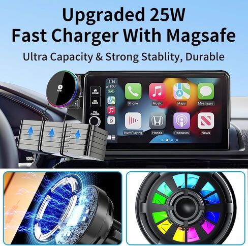 Qi2.2 Max 25W Fast Wireless Car Charger Phone Holder for Honda CRV CR-V 2023-2026 and Honda HRV HR-V 2023-2027 Auto Accessories Magnetic Cell Phones Mount Screen Stand Compatible with MagSafe in Saudi Arabia