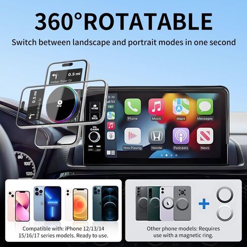 Qi2.2 Max 25W Fast Wireless Car Charger Phone Holder for Honda CRV CR-V 2023-2026 and Honda HRV HR-V 2023-2027 Auto Accessories Magnetic Cell Phones Mount Screen Stand Compatible with MagSafe in Saudi Arabia