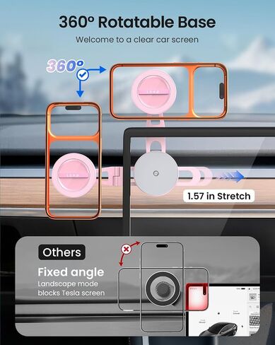 LOXP Aluminum Tesla Phone Mount, Upgrade Tesla Phone Holder- Pink in Saudi Arabia