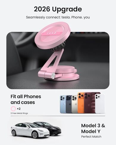 LOXP Aluminum Tesla Phone Mount, Upgrade Tesla Phone Holder- Pink in Saudi Arabia