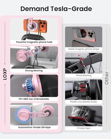 LOXP Aluminum Tesla Phone Mount, Upgrade Tesla Phone Holder- Pink in Saudi Arabia