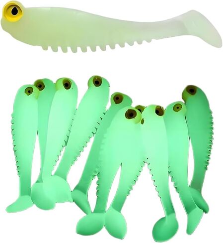 10Pcs Glow in The Dark Fishing Lures, Soft Plastic Swimbaits for Freshwater or Saltwater Use, Walleye Fishing Lures for Night Fishing Bass, Crappie, and Trout in Saudi Arabia