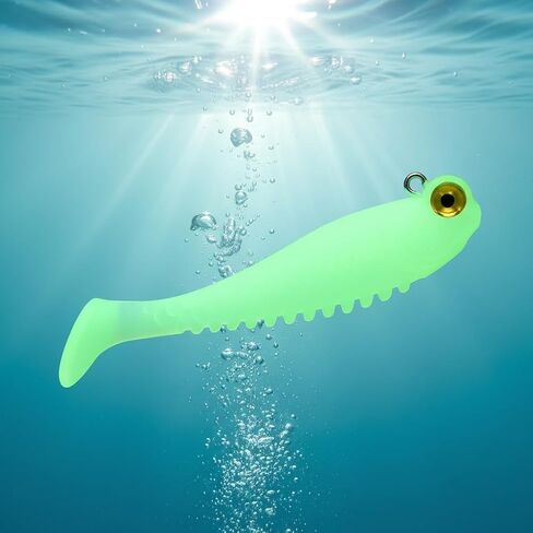 10Pcs Glow in The Dark Fishing Lures, Soft Plastic Swimbaits for Freshwater or Saltwater Use, Walleye Fishing Lures for Night Fishing Bass, Crappie, and Trout in Saudi Arabia