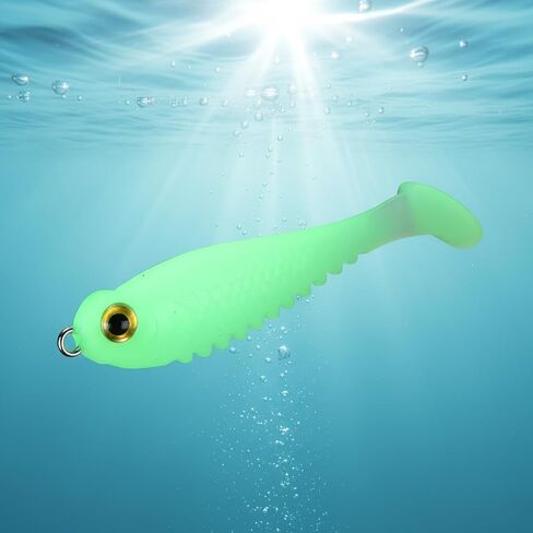 10Pcs Glow in The Dark Fishing Lures, Soft Plastic Swimbaits for Freshwater or Saltwater Use, Walleye Fishing Lures for Night Fishing Bass, Crappie, and Trout in Saudi Arabia