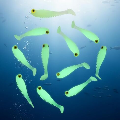 10Pcs Glow in The Dark Fishing Lures, Soft Plastic Swimbaits for Freshwater or Saltwater Use, Walleye Fishing Lures for Night Fishing Bass, Crappie, and Trout in Saudi Arabia
