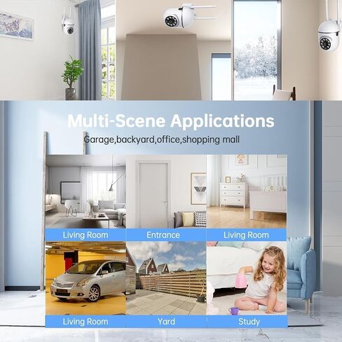 كاميرا مراقبة EVERSECU خارجية PTZ، 1080 بكسل منزلية 2.4 جيجا هرتز واي فاي كاميرا مراقبة IP، اتجاهين للكشف عن الحركة الصوتية للرؤية الليلية كاميرا CCTV خارجية تدعم بطاقة SD والتخزين السحابي in Kuwait