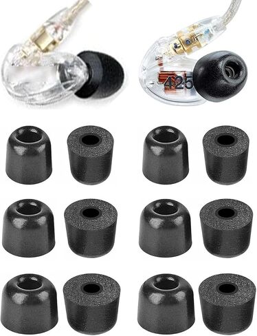 Foam Eartips Compatible with Shure SE215 Pro SE425 Pro Earbuds, 6 Pairs S/M/L Sizes Soft Memory Foam Ear Tips Replacement Tips, Compatible with Klipsch Etymotic Shure Earbuds 6 Pairs Black in Saudi Arabia