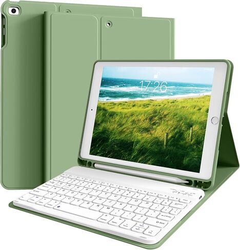 kenke for iPad 6/5th Generation Case with Keyboard 9.7 Inch 2018/2017 iPad Air 2/1, Detachable Wireless Bluetooth iPad Keyboard Case with Built-in Left Side Pencil Holder Auto Wake/Sleep (Gray) in Saudi Arabia