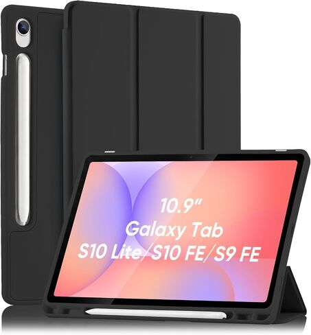 Case for Samsung Galaxy Tab S10 Lite/Tab S10 FE/S9 FE 10.9 Inch/S9 11 Inch with S Pen Holder, Trifold Stand Smart Case with Soft TPU Back, Support S Pen Charging, Auto Sleep/Wake, Pink in Saudi Arabia