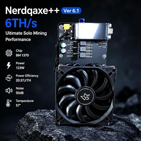 Bitaxe NerdQaxe++ Rev 6.1 Bitcoin Solo Miner 6TH/s – Home Crypto Miner with 2.8" Smart Display, Low Power NerdMiner ASIC in Kuwait