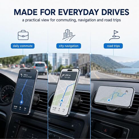 حامل هاتف السيارة لـ Magsafe، حامل سيارة Magsafe، فتحة تهوية قابلة للتعديل 360 درجة، حامل هاتف بدون استخدام اليدين للسيارة، حامل هاتف مغناطيسي للسيارة [مغناطيس قوي] متوافق مع Iphone 17 16 15 14 13 12 Pro Max in Kuwait