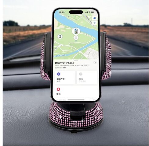 Bling Cell Phone Holder, 360° Adjustable Automotive Phone Stand with Rhinestones, Universal Crystal Phone Holder for Car Windshield Dashboard Air Vent, Car Accessories (Pink) in Saudi Arabia