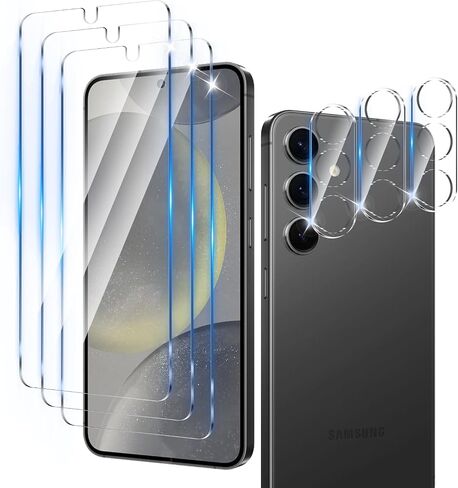 2+2 Pack Privacy Screen Protector Designed for Samsung Galaxy S25 FE With 2 Pack Camera Lens Protector,Full Coverage Anti-Spy Tempered Glass Film,9H Hardness,Bubble Free,Easy to Install in Kuwait