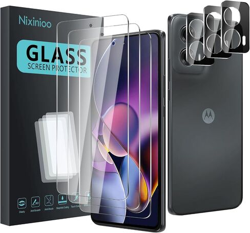 3 Pack Tempered Glass Screen Protector for Motorola Moto G Power 5G 2024 + 3 Pack Camera Lens Protector, Anti-Fingerprint, 9H Hardness, ScratchResistant, Easy to install, Case Friendly in Saudi Arabia