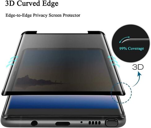 Fotbor (عبوة من قطعتين واقي شاشة زجاجي مقوى للخصوصية لهاتف Galaxy Note 9). in Kuwait