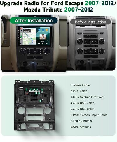 4 Core+64G Car Radio for Ford Escape/Mazda Tribute 2007-2012 Android 15 in Saudi Arabia