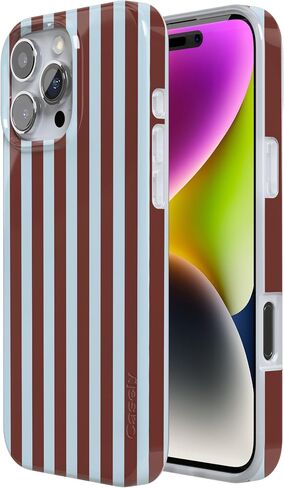 Casely iPhone 16 Pro Max Case | Sunday in Brooklyn | Chocolate Blue Stripes | Compatible with MagSafe | Classic Ultra Slim Design in Saudi Arabia