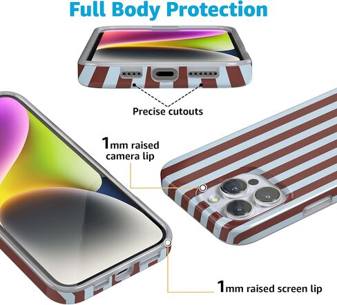 Casely iPhone 16 Pro Max Case | Sunday in Brooklyn | Chocolate Blue Stripes | Compatible with MagSafe | Classic Ultra Slim Design in Saudi Arabia