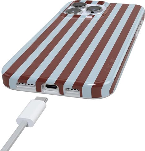 Casely iPhone 16 Pro Max Case | Sunday in Brooklyn | Chocolate Blue Stripes | Compatible with MagSafe | Classic Ultra Slim Design in Saudi Arabia