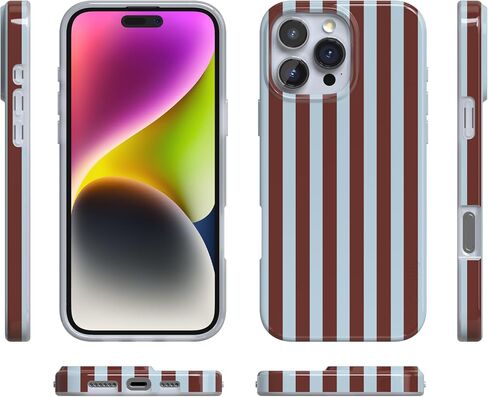 Casely iPhone 16 Pro Max Case | Sunday in Brooklyn | Chocolate Blue Stripes | Compatible with MagSafe | Classic Ultra Slim Design in Saudi Arabia