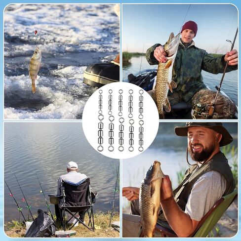 30 Pcs Fishing Swivels 3 Roller Swivel Triple Connector Set 3 Bead Chain Barrel Swivels Fishing Tackle Trolling Rolling Leader Lure Connector 10 Sizes Salmon Walleye Freshwater in Saudi Arabia
