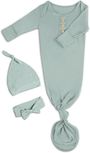 Infant Newborn Baby Knotted Gown, Sleepwear Romper Newborn Essentials Outfits Perfect for Newborn Boys and Girls Photography in Saudi Arabia