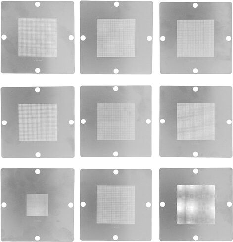 Fabater 9Pcs BGA Reballing Stencils 304 Stainless Steel Universal Template Kit for Laptop CPU Repair, BGA Rework Station Tool for Notebooks Desktop Graphics Cards in Kuwait
