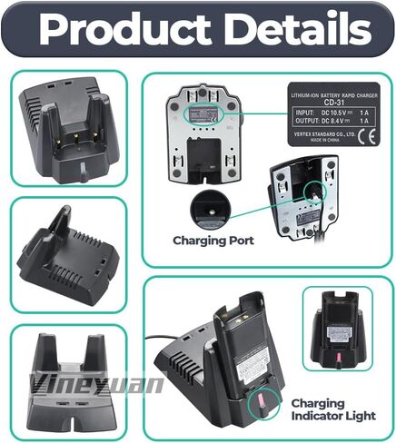 CD-31 Charger Base for Vertex Standard VX-600 VX-820 VX-821 VX-824 VX-829 VX-900 VX-921 VX-924 VX-929, Desktop Charger for FNB-V86LI FNB-V87LI FNB-V92LI Battery in Saudi Arabia