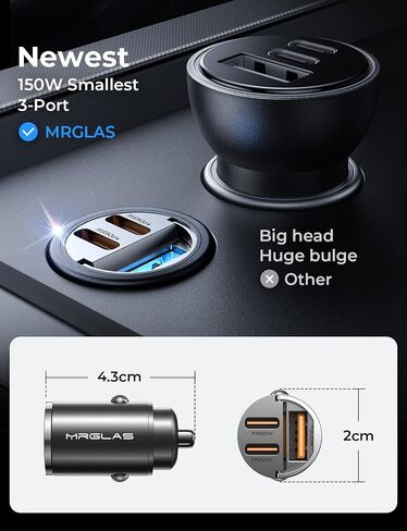 【Upgraded】 150W 3-Port iPhone 18 17 Pro Max Car Charger USB C Fast Charge in Saudi Arabia