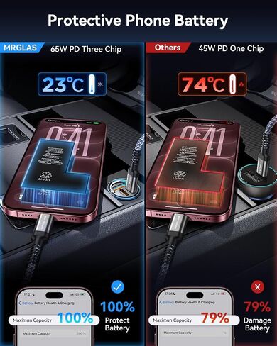 【Upgraded】 150W 3-Port iPhone 18 17 Pro Max Car Charger USB C Fast Charge in Saudi Arabia